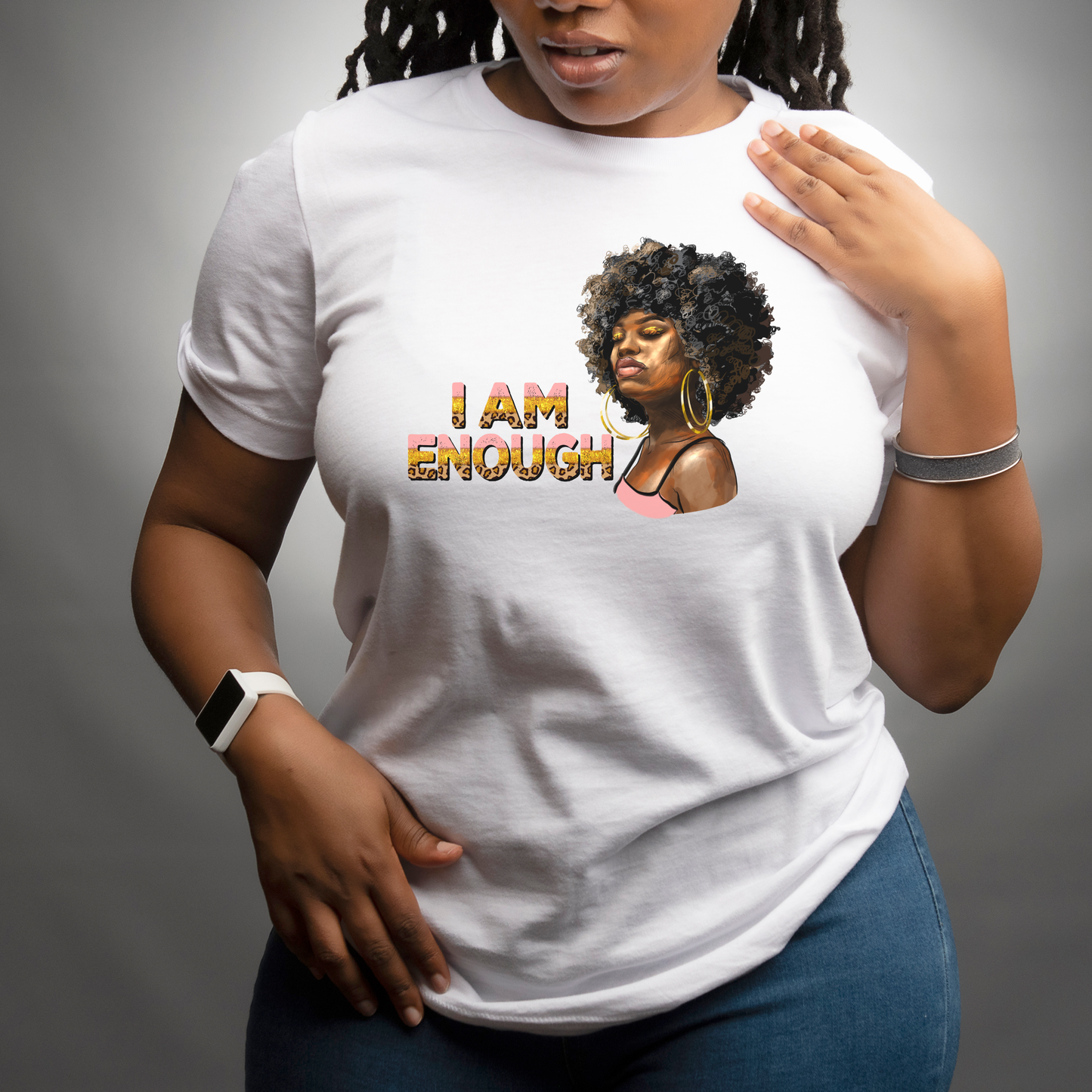 I Am Enough T-Shirt – Afro Woman Empowerment Graphic Tee for Women