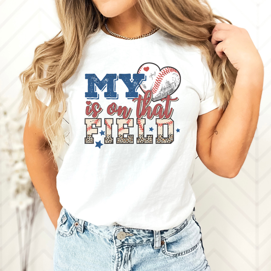 y Heart Is On That Field T-Shirt – Leopard Baseball Mom Shirt for Game Day(Copy)