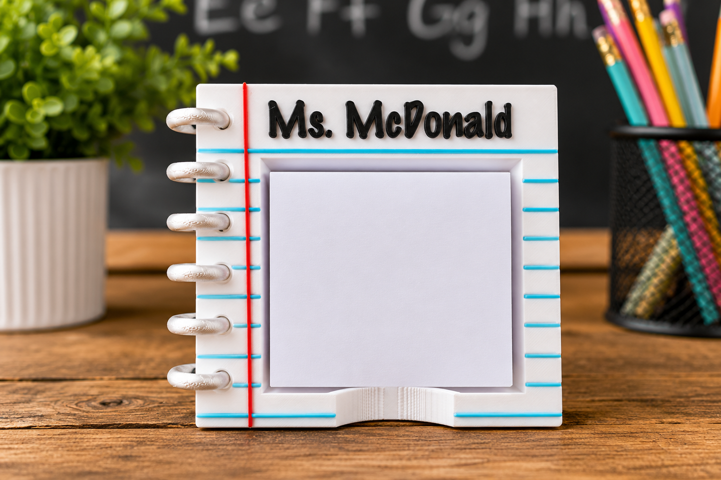 Personalized 3D Printed Teacher Notebook Sticky Note Holder