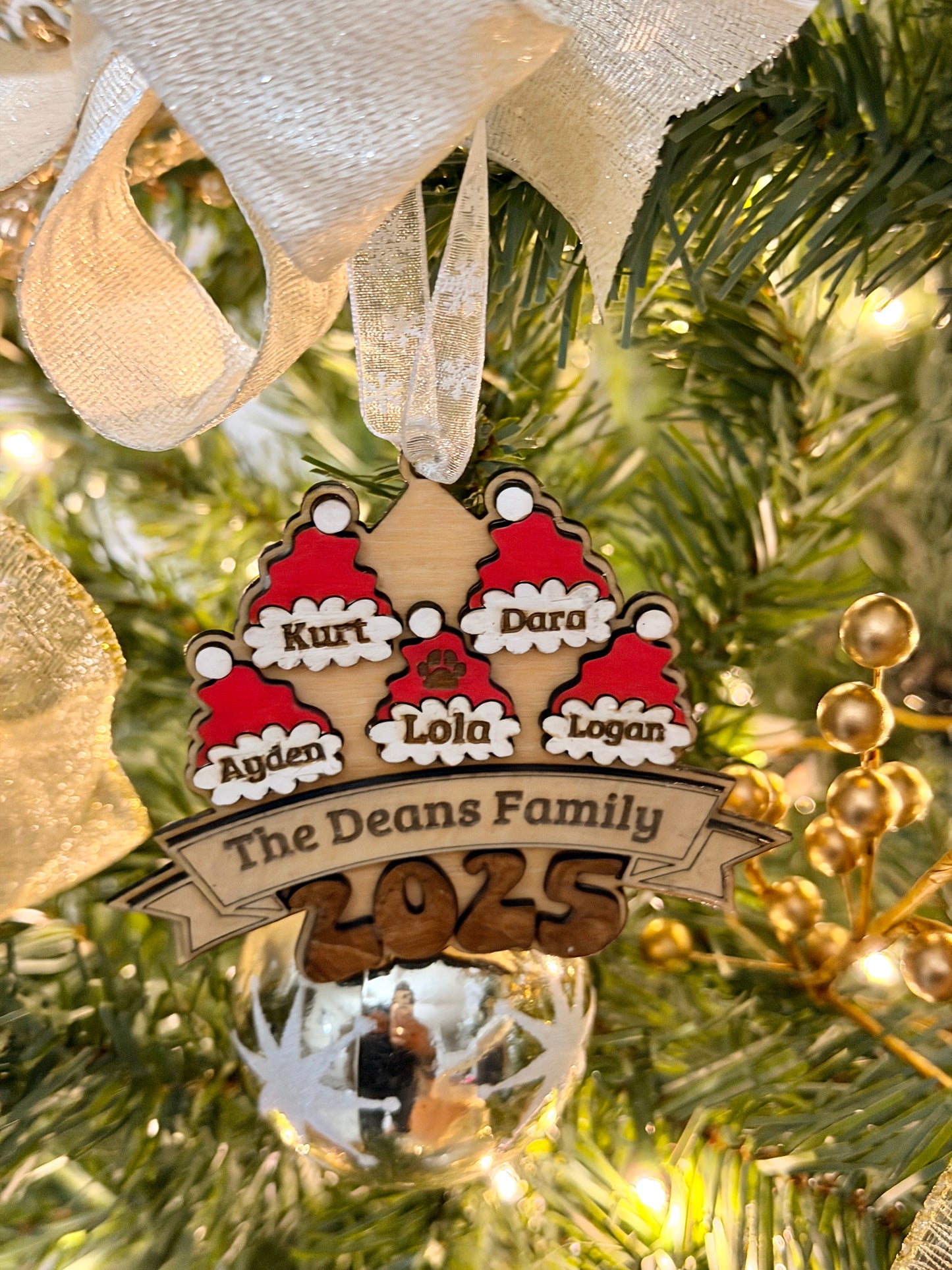 Personalized Family Santa Hat Ornament
