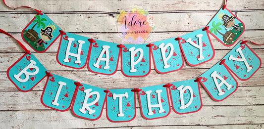 Pirate Banner, Ships Ahoy! Banner, Pirate Birthday Banner