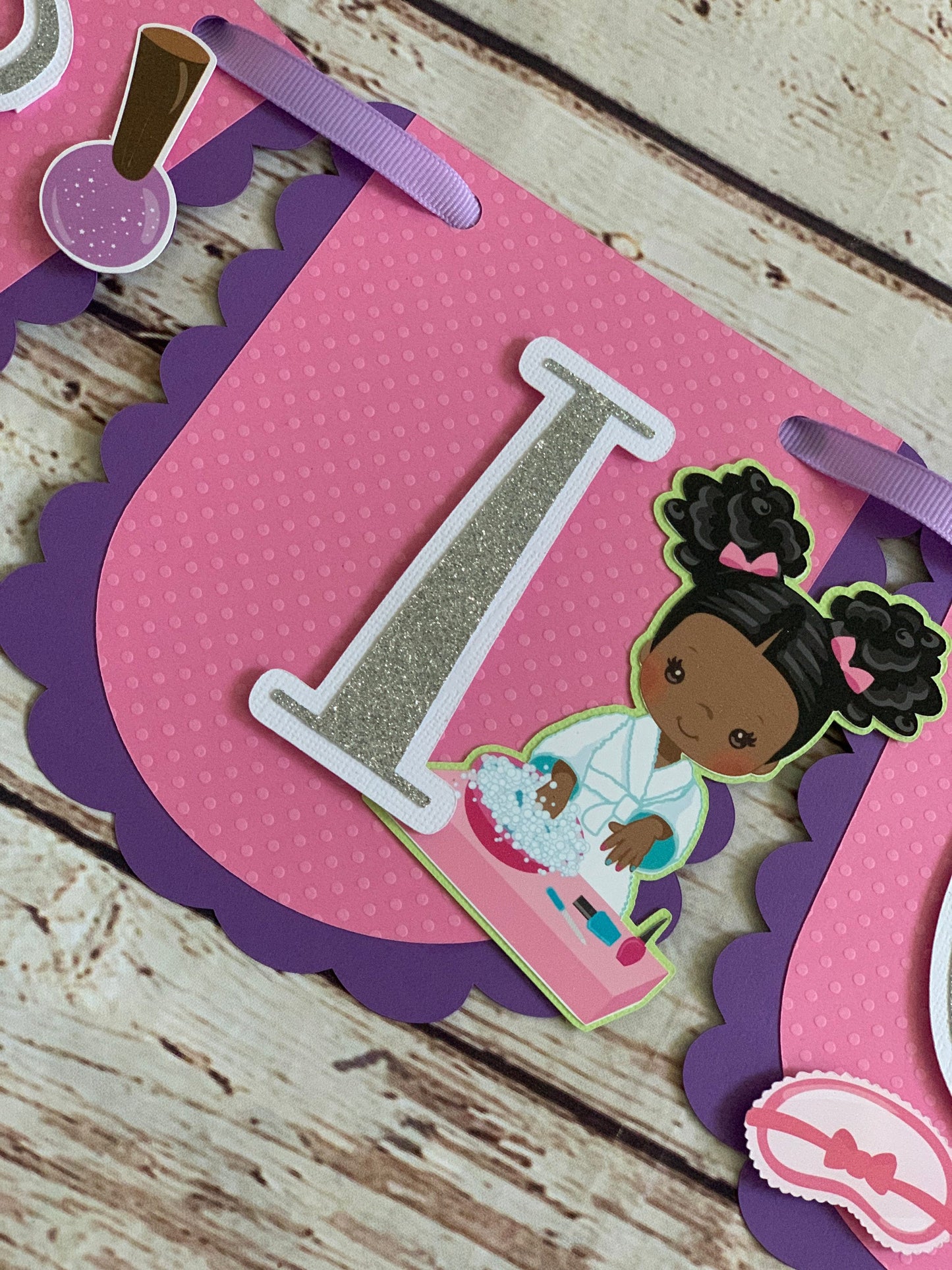 African American Girls Spa Party Birthday Banner