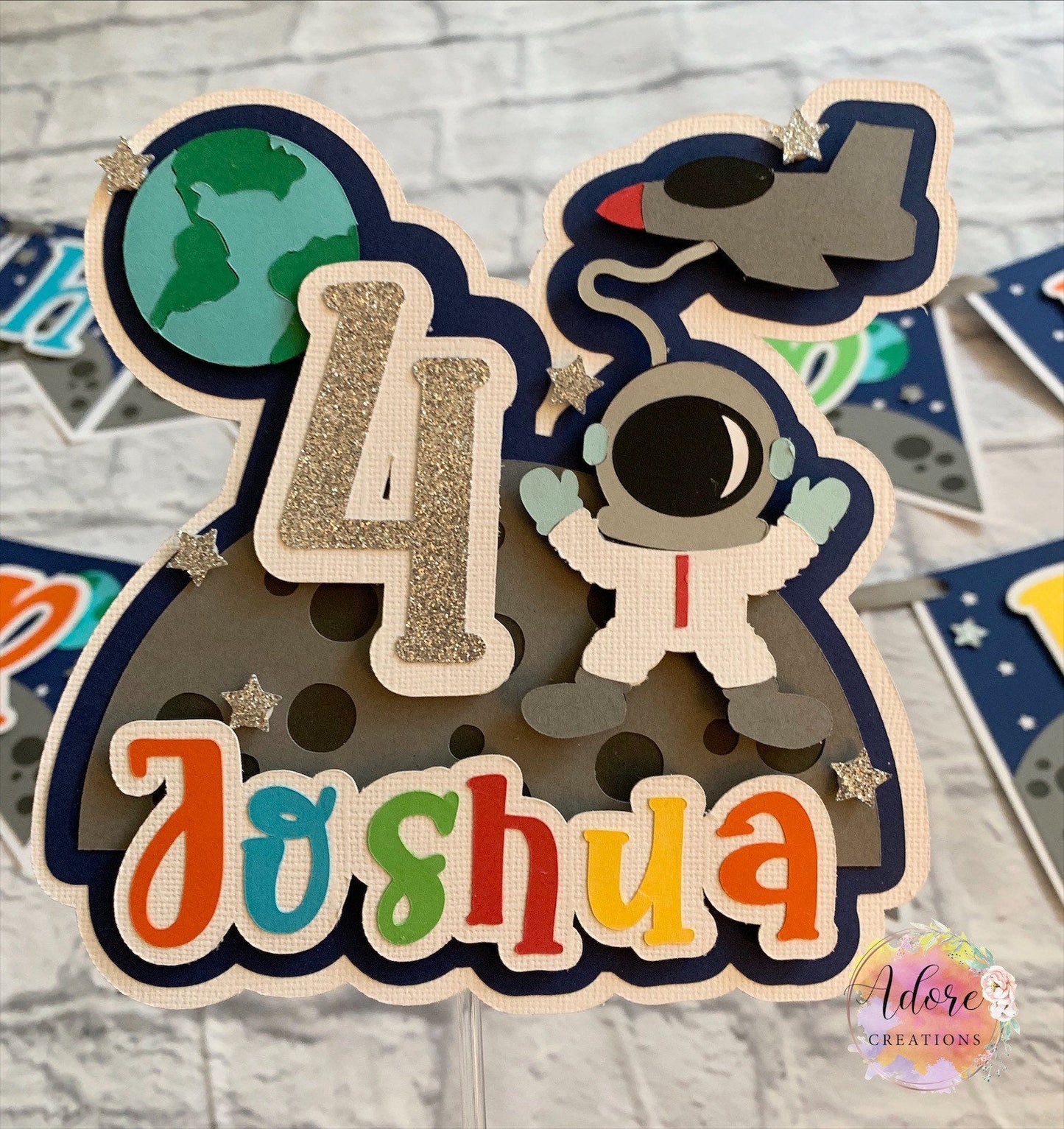 Outer Space Birthday Cake Topper, Astronaut Cake Topper