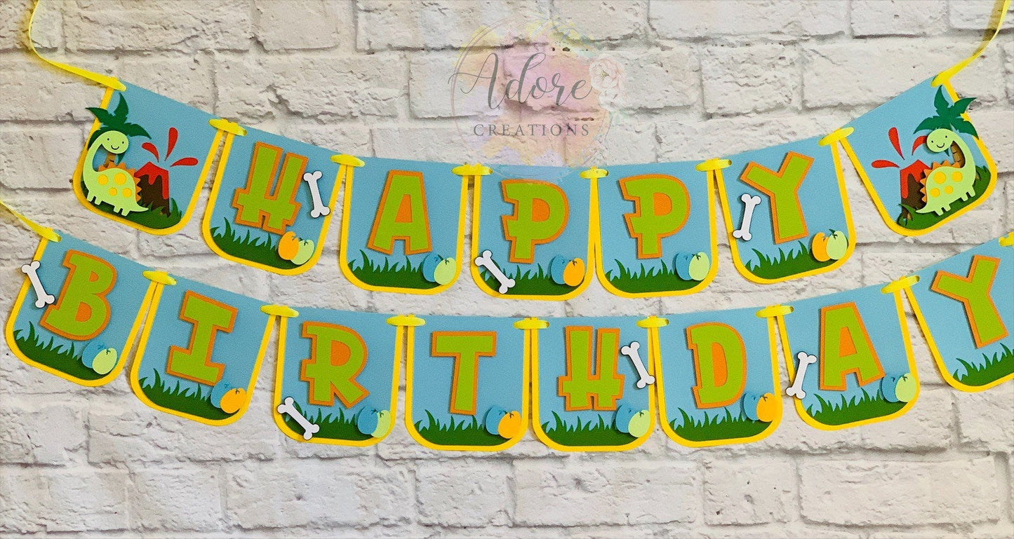 Dinosaur Birthday Banner, Dino Party Banner