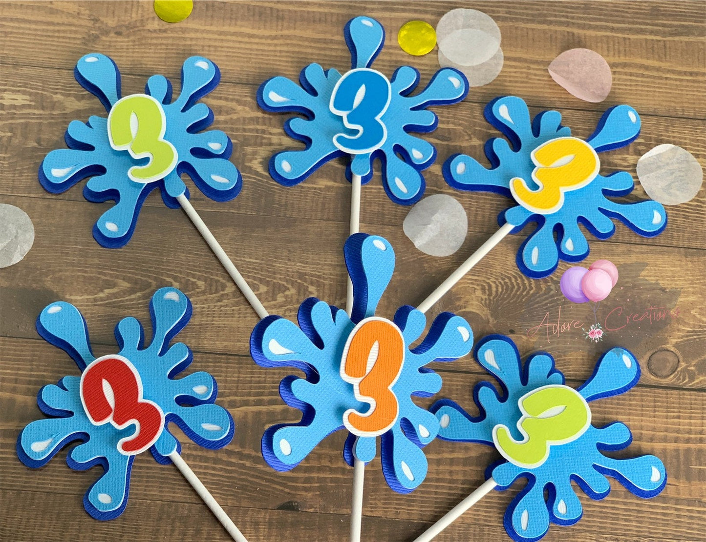 Pool Party Cupcake Toppers, Splash Cupcake Topper