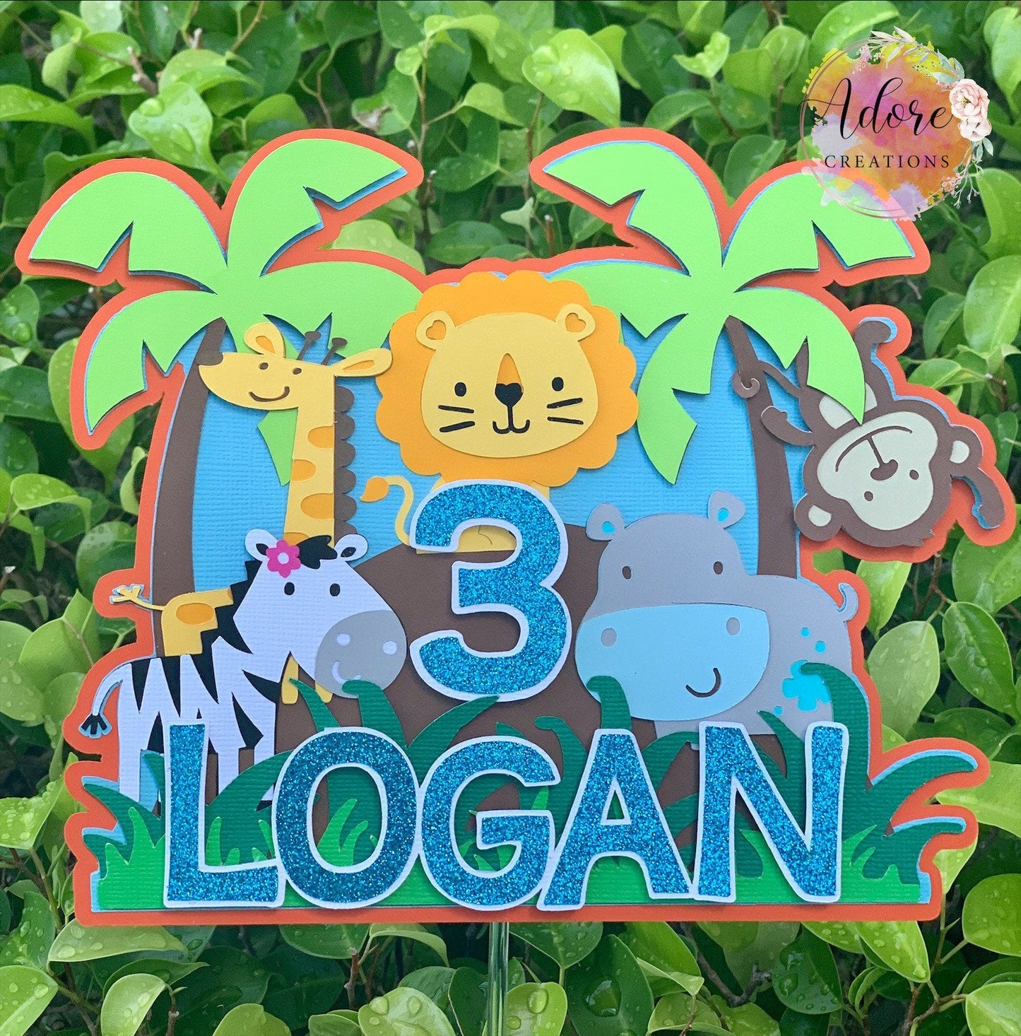 Safari Cake Topper, Zoo Cake Topper, Jungle Party Cake Topper
