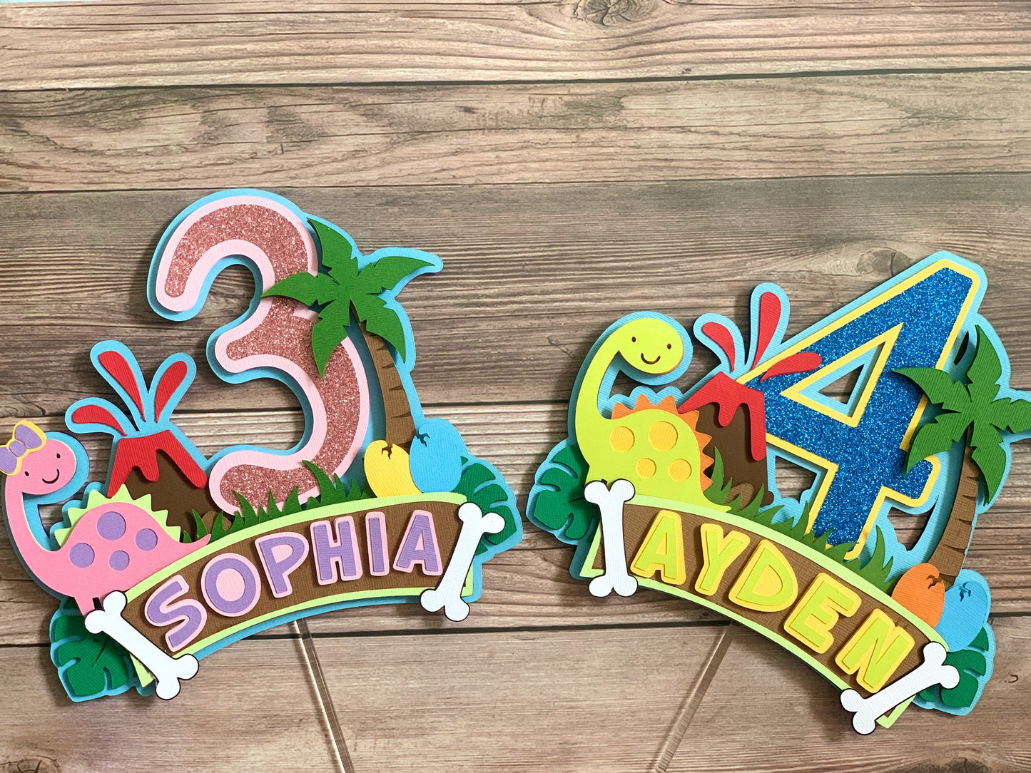 Dinosaur Cake Topper, Dino topper, Dino Centerpiece, Personalized Dinosaur Cake Topper