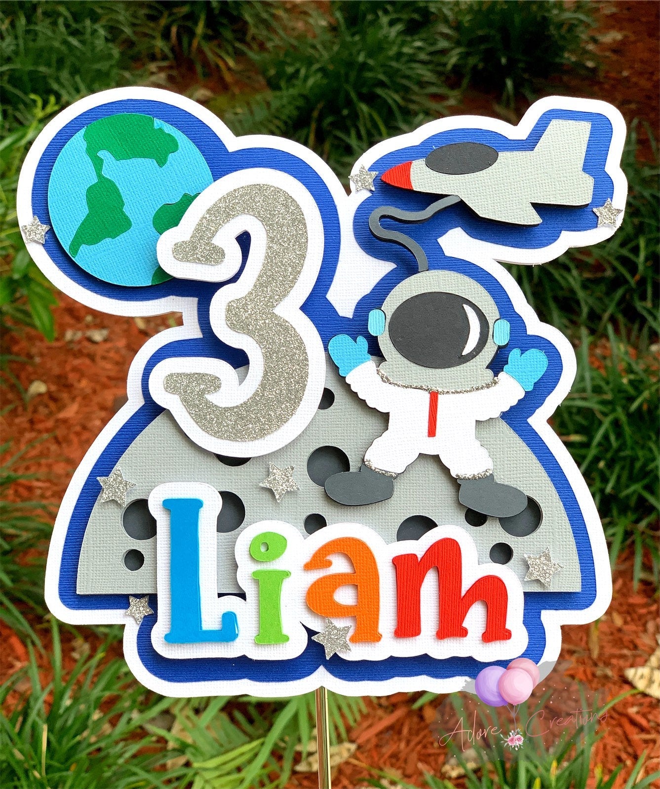 Outer Space Birthday Cake Topper, Astronaut Cake Topper
