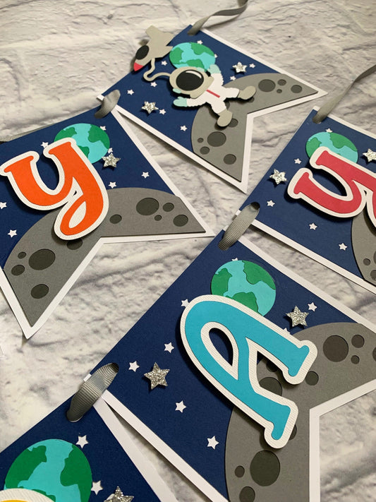 Outer Space Birthday Banner, Astronaut Party Banner