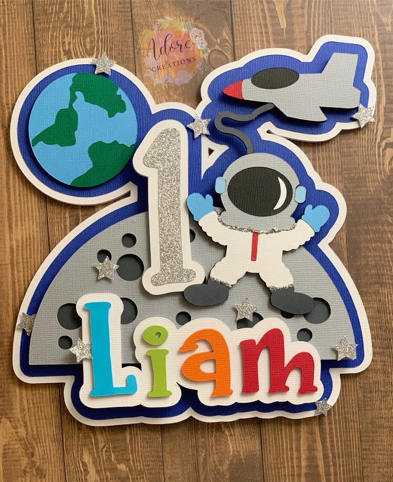 Outer Space Birthday Cake Topper, Astronaut Cake Topper