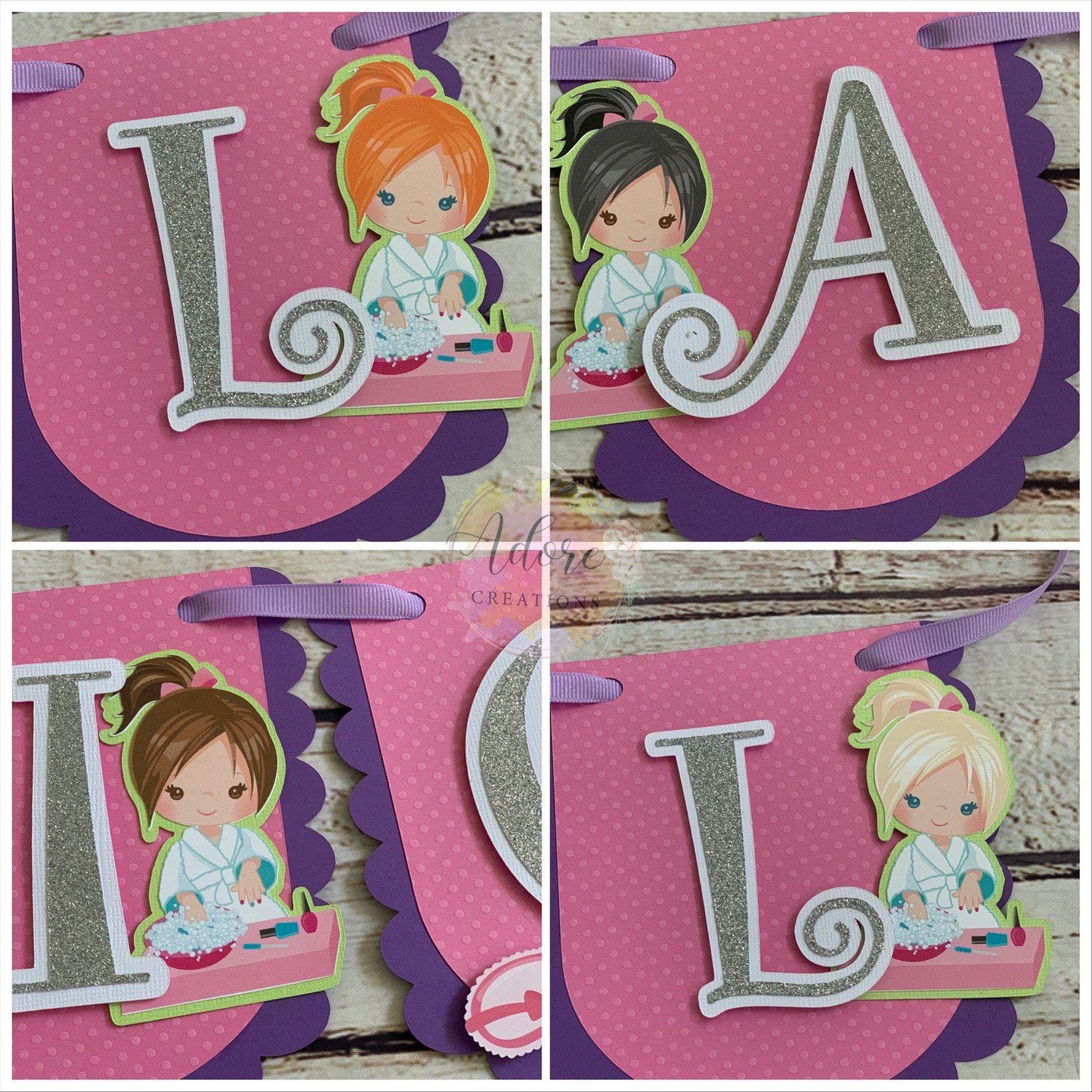 African American Girls Spa Party Birthday Banner