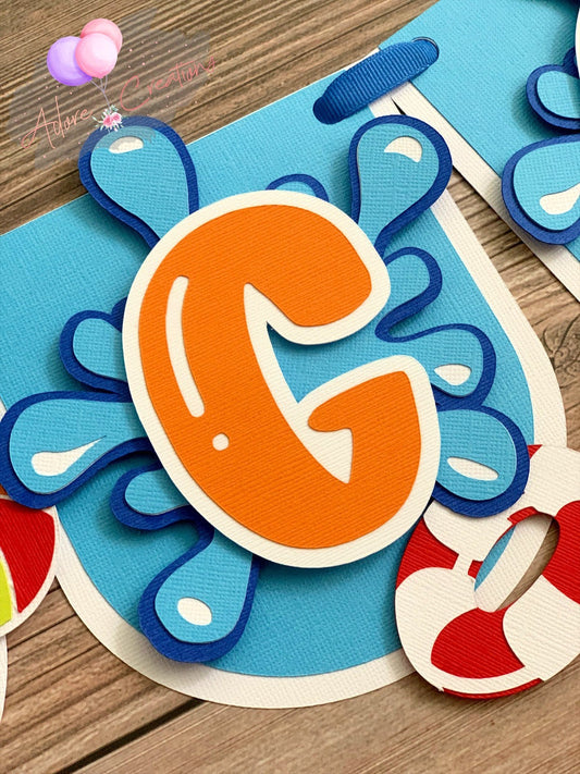 Pool Party Birthday Banner, Personalized Pool Birthday, Splash Banner, Water Party Birthday Decorations