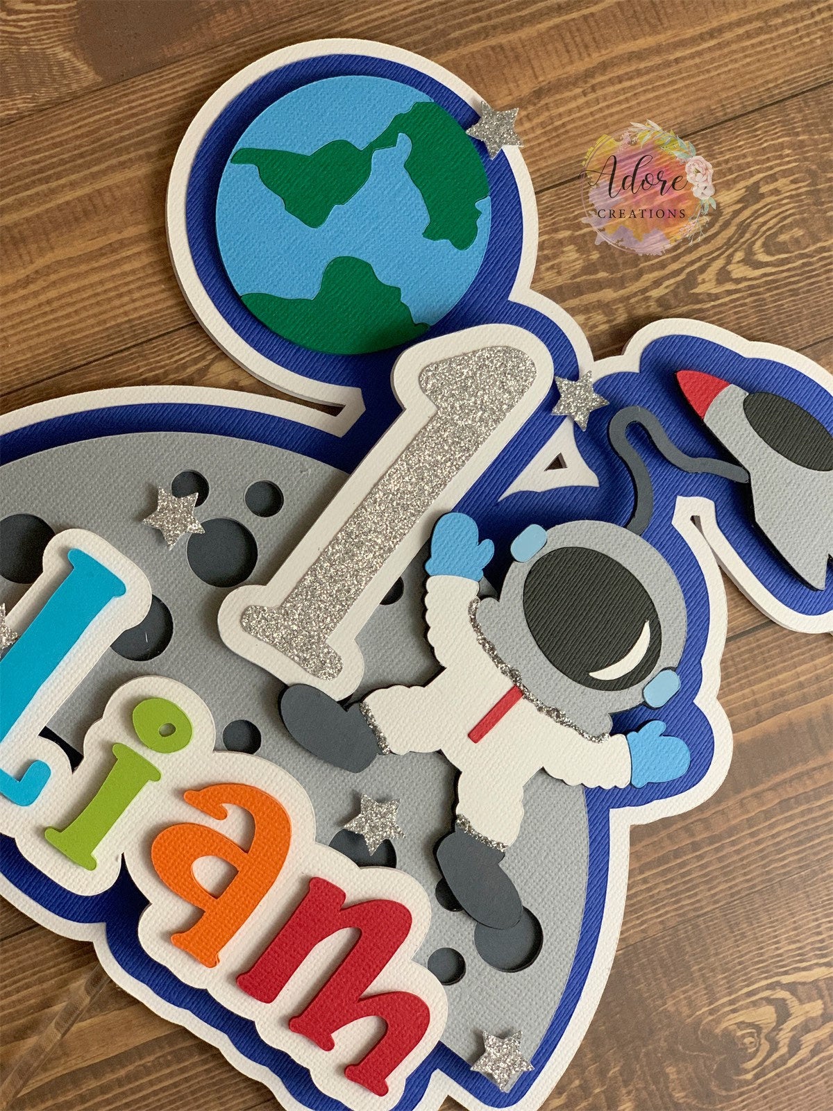 Outer Space Birthday Cake Topper, Astronaut Cake Topper