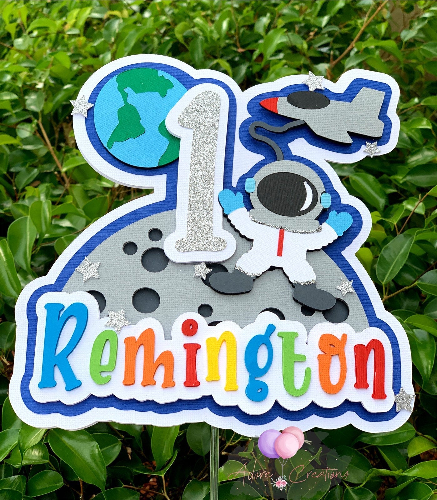 Outer Space Birthday Cake Topper, Astronaut Cake Topper