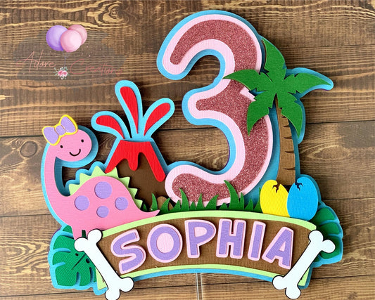 Dinosaur Cake Topper, Dino topper, Dino Centerpiece, Personalized Dinosaur Cake Topper