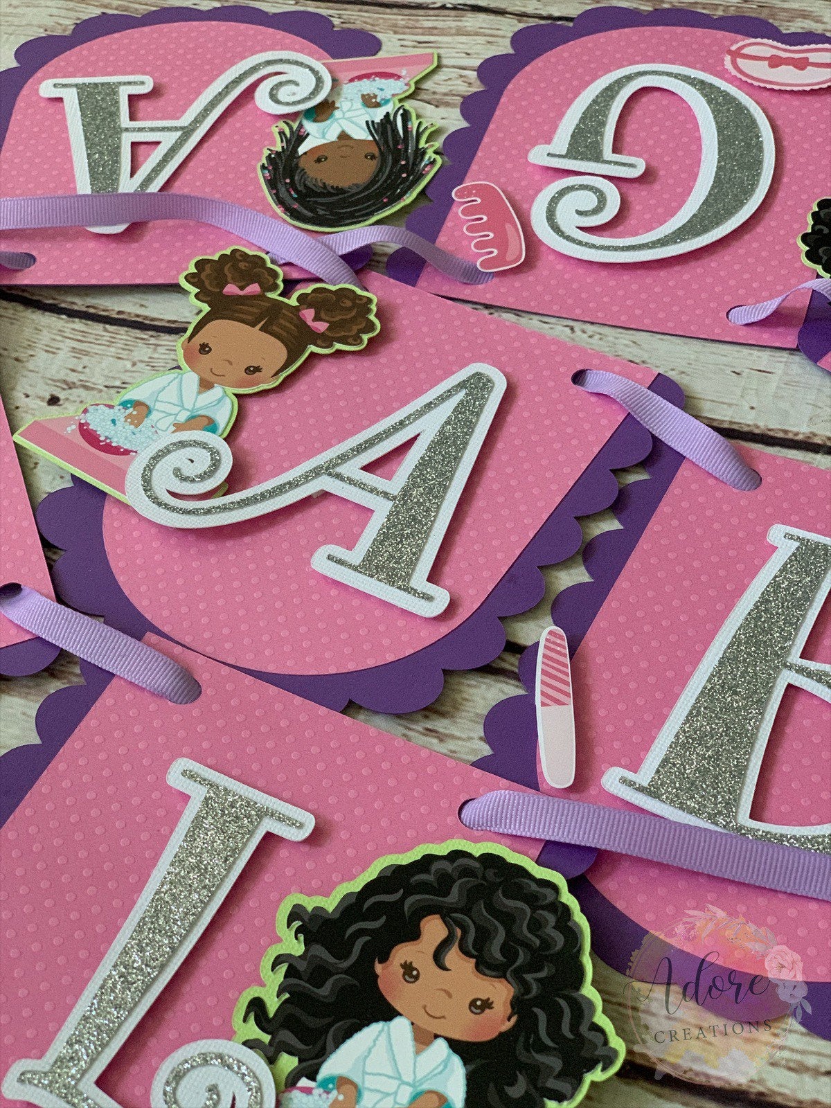 African American Girls Spa Party Birthday Banner