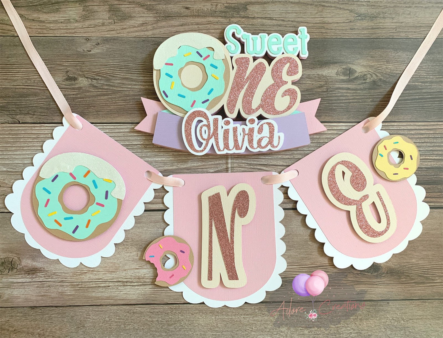 Donut Cake Topper, Donut Grow Up Cake Topper, Sweet One Cake Topper