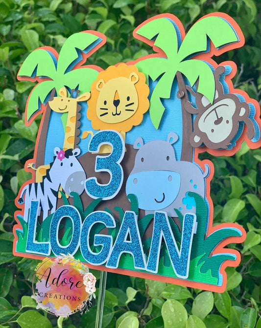 Safari Cake Topper, Zoo Cake Topper, Jungle Party Cake Topper