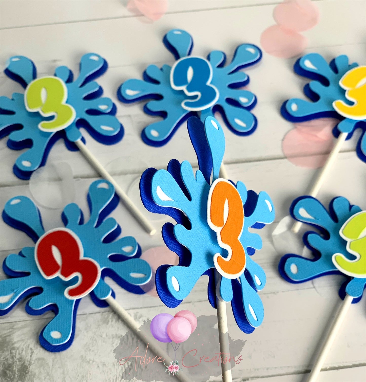 Pool Party Cupcake Toppers, Splash Cupcake Topper