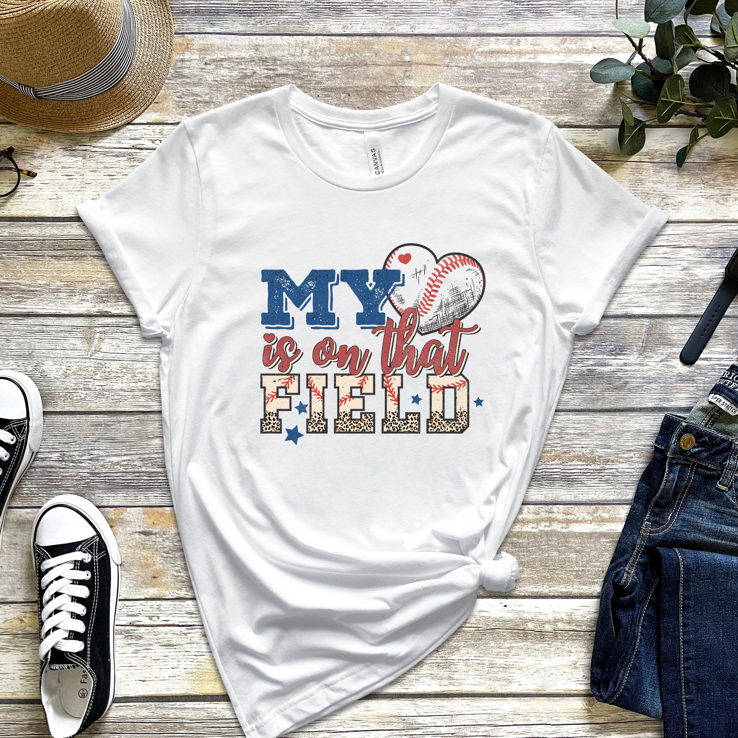 My Heart Is On That Field T-Shirt – Leopard Baseball Mom Shirt for Game Day(Copy)