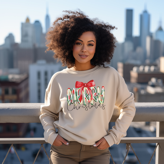 Merry Christmas Crewneck Sweatshirt – Festive Holiday Bow Design