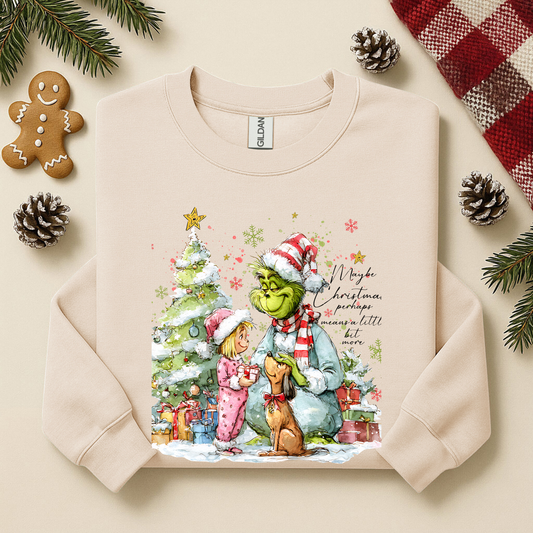 Whimsical Christmas Morning CrewnecK– Cozy Holiday Illustration