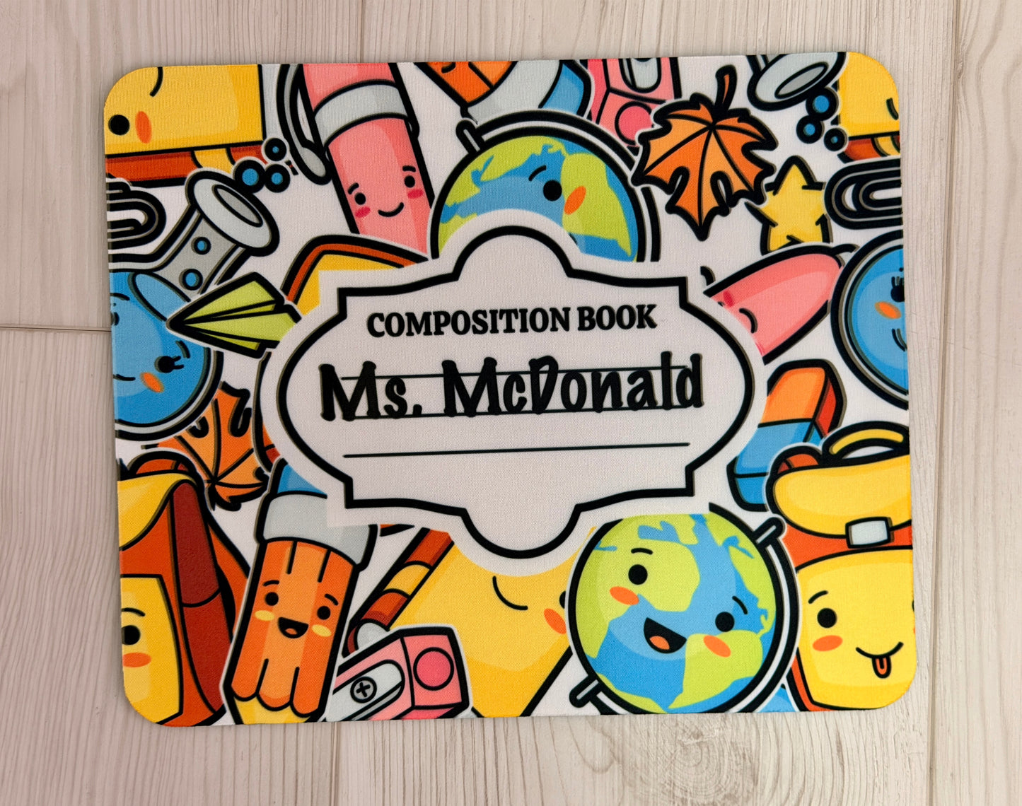 Colorful School Supplies Personalized Teacher Mouse Pad
