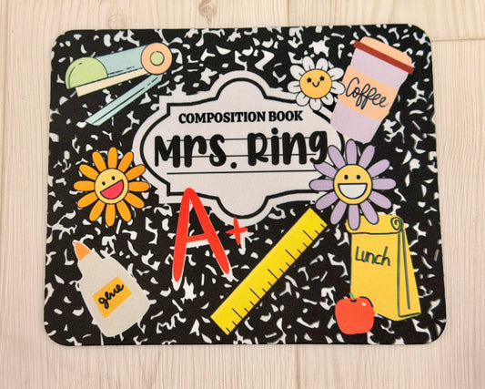 A+ Teacher Personalized Composition Notebook Mouse Pad