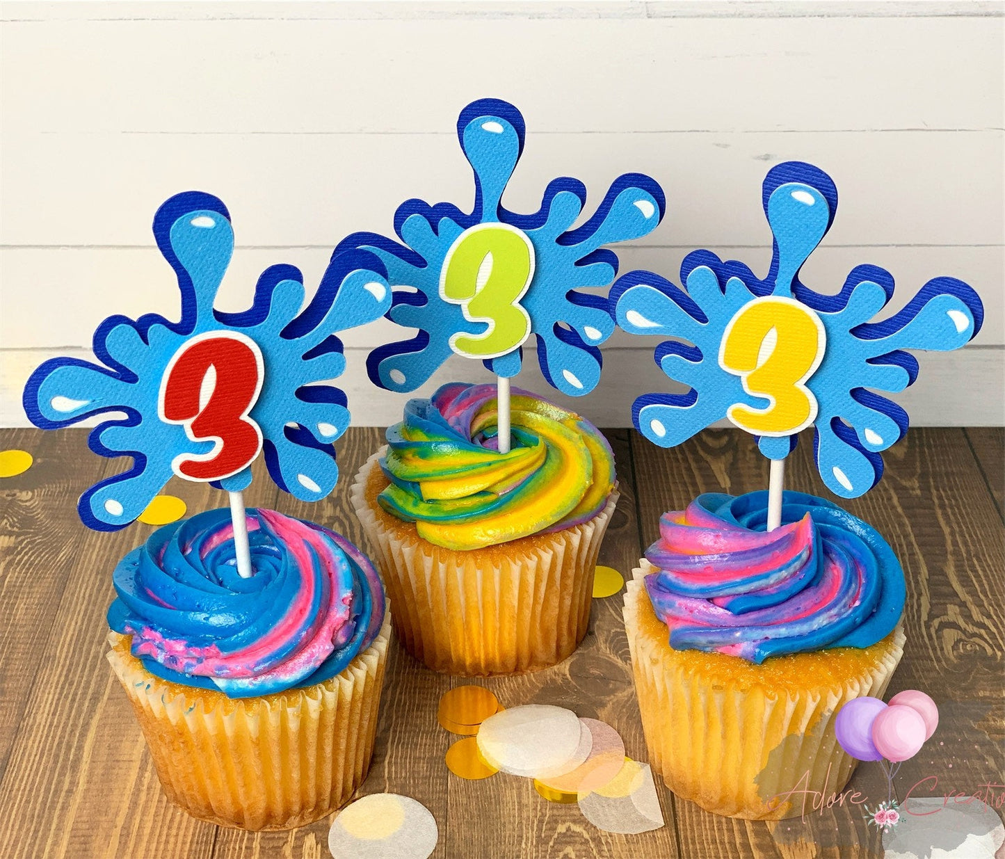 Pool Party Cupcake Toppers, Splash Cupcake Topper