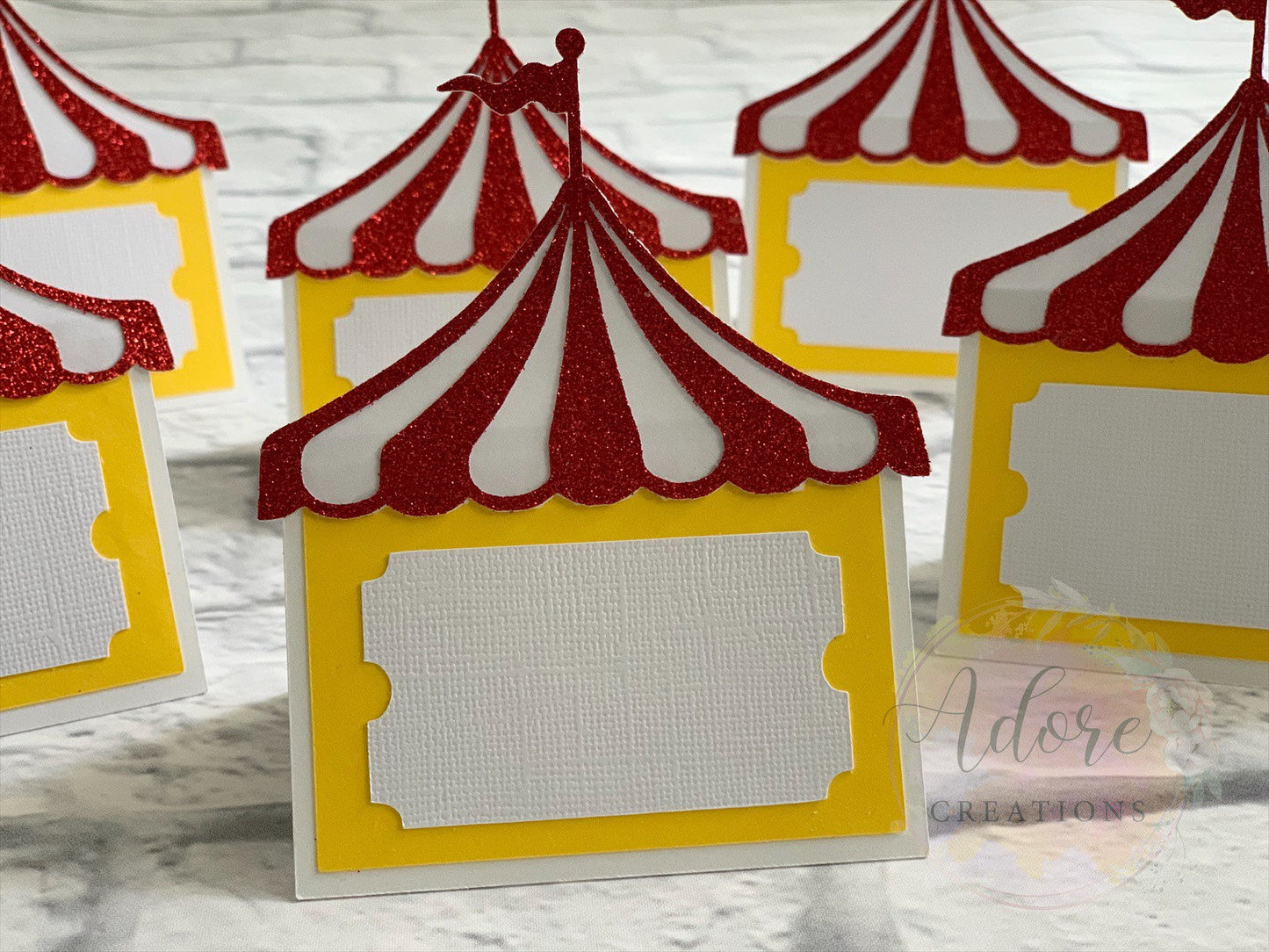 Circus Party Food Tents, Circus Food Place Cards, Circus Food Labels, Set of 10