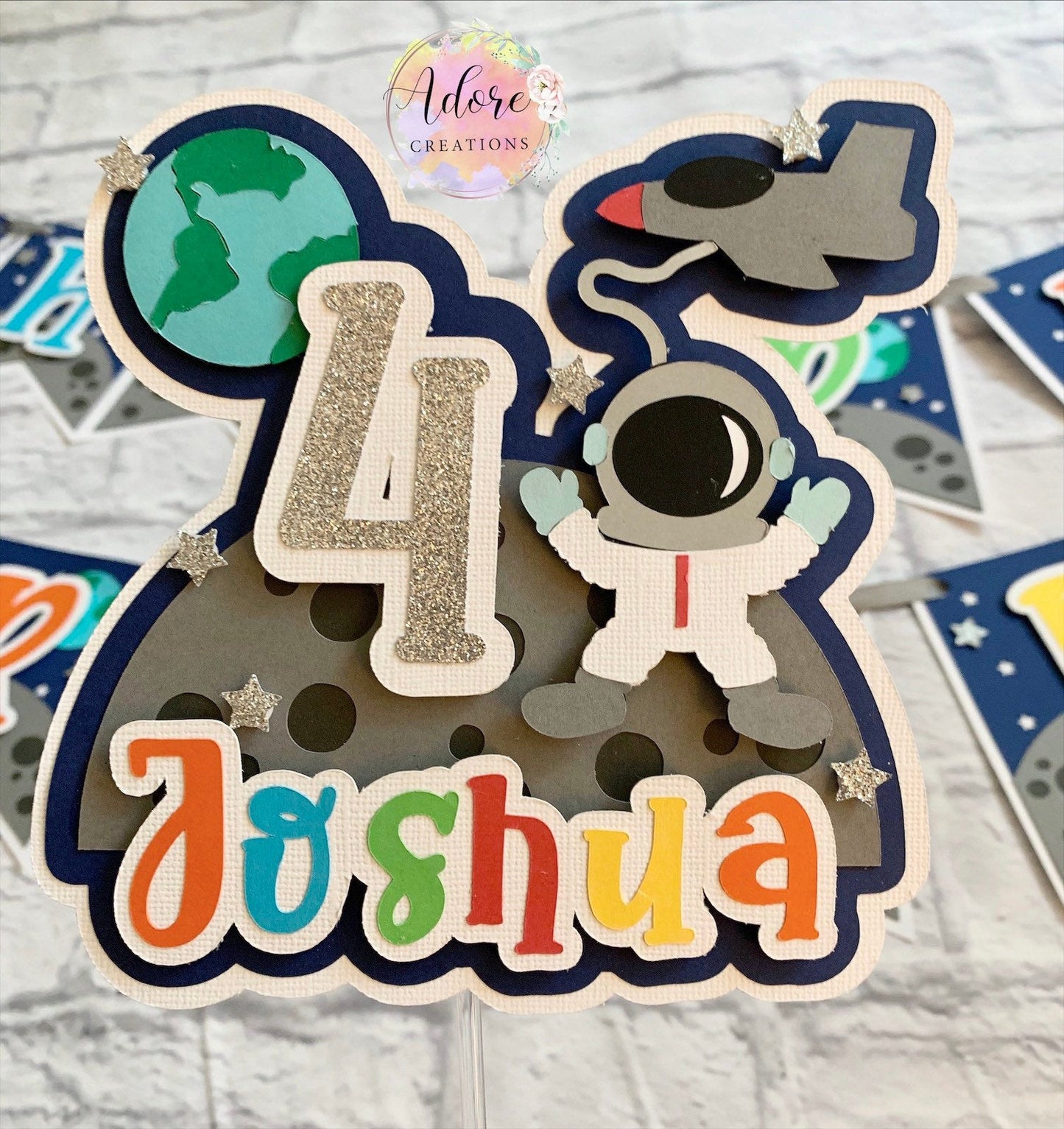 Outer Space Birthday Cake Topper, Astronaut Cake Topper