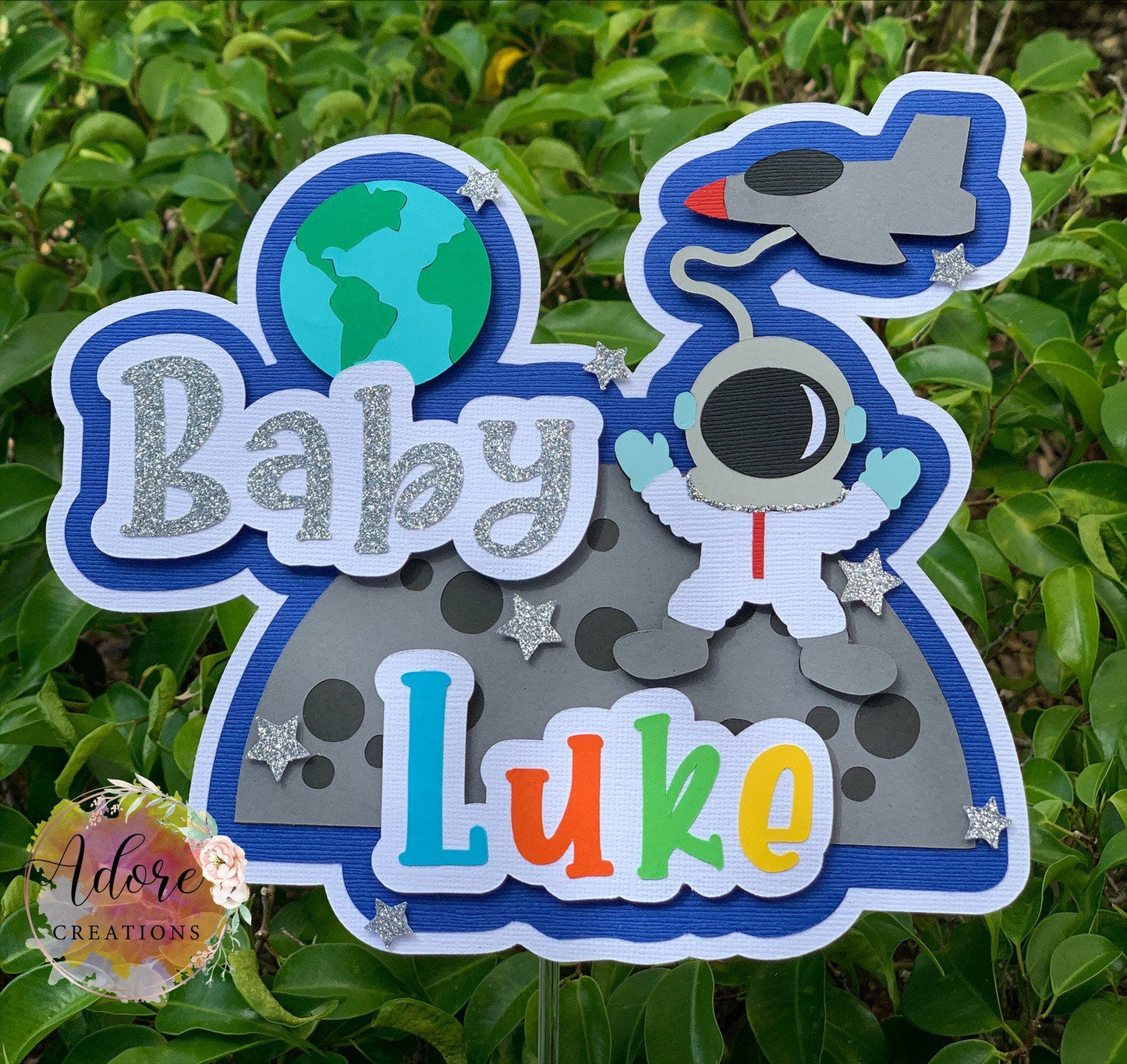 Outer Space Birthday Cake Topper, Astronaut Cake Topper